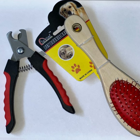 Heavy Duty Toe NAIL CLIPPERS AND Double Side Bristle Dog Cat Hair Grooming Brush - Picture 3 of 10